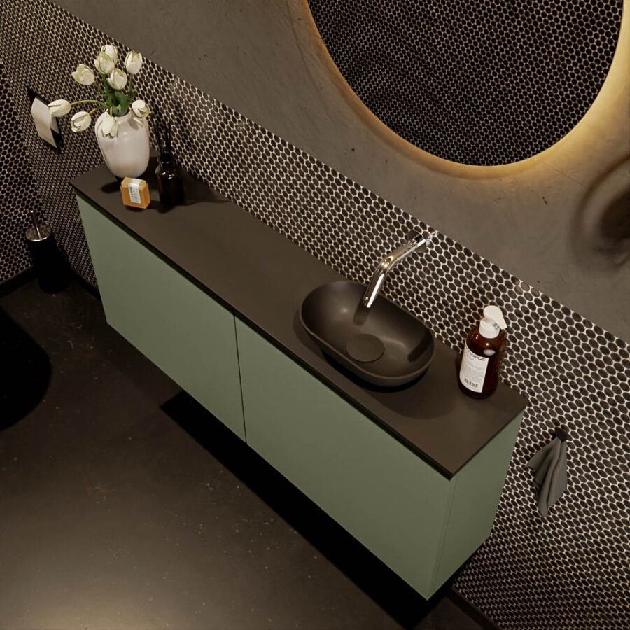 MONDIAZ FOWY toiletmeubel 120cm kleur army. Waskom positie rechts kleur urban | urban. Zonder kraangat - Afbeelding 3