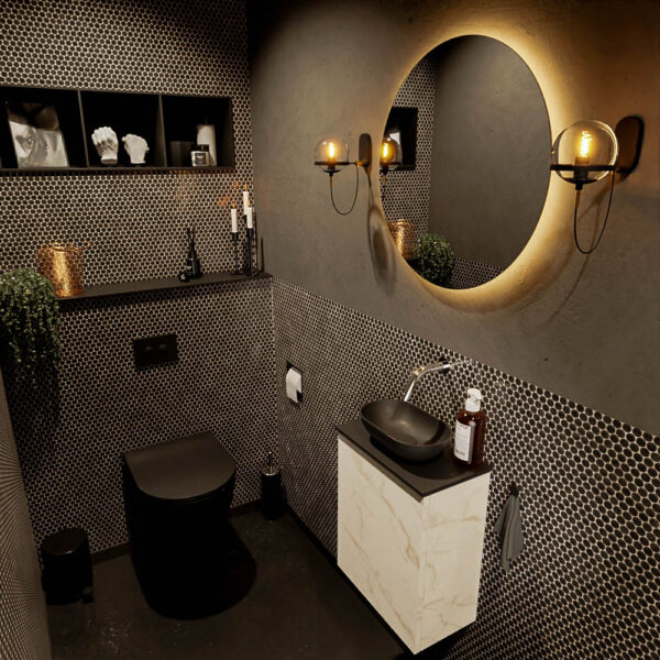 MONDIAZ FOWY toiletmeubel 40cm kleur Carrara. Waskom positie midden kleur urban | urban. Zonder kraangat