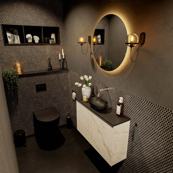 MONDIAZ FOWY toiletmeubel 80cm kleur Carrara. Waskom positie midden kleur urban | urban. Zonder kraangat