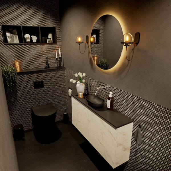 MONDIAZ FOWY toiletmeubel 100cm kleur Carrara. Waskom positie midden kleur urban | urban. Zonder kraangat