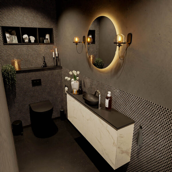 MONDIAZ FOWY toiletmeubel 120cm kleur Carrara. Waskom positie midden kleur urban | urban. Met 1 kraangat