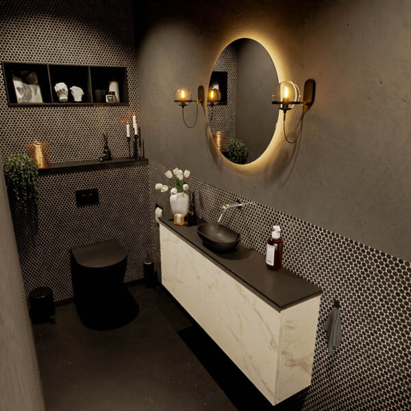 MONDIAZ FOWY toiletmeubel 120cm kleur Carrara. Waskom positie midden kleur urban | urban. Zonder kraangat