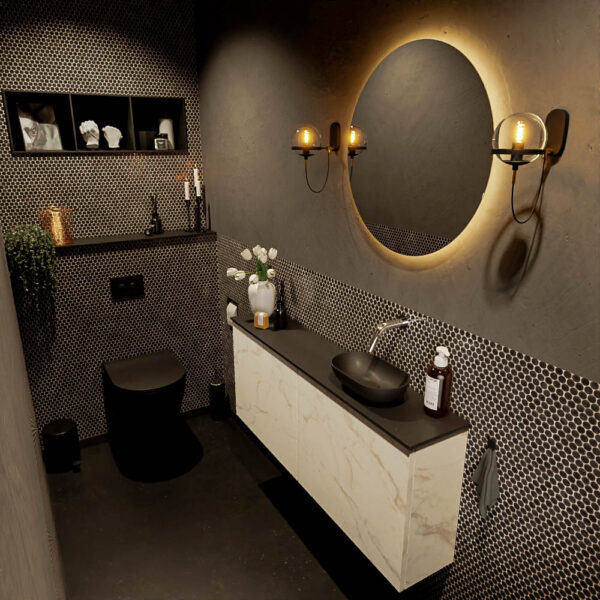 MONDIAZ FOWY toiletmeubel 120cm kleur Carrara. Waskom positie rechts kleur urban | urban. Zonder kraangat