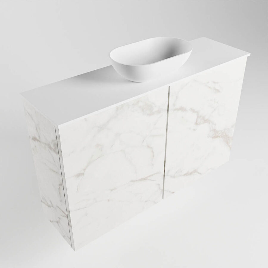 MONDIAZ FOWY toiletmeubel 80cm kleur Carrara. Waskom positie midden kleur talc | talc. Zonder kraangat - Afbeelding 4