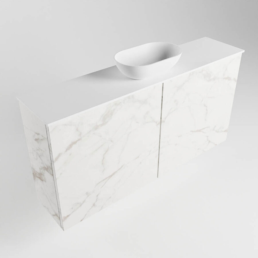 MONDIAZ FOWY toiletmeubel 100cm kleur Carrara. Waskom positie midden kleur talc | talc. Met 1 kraangat - Afbeelding 4