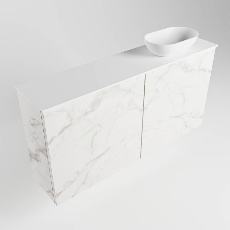 MONDIAZ FOWY toiletmeubel 100cm kleur Carrara. Waskom positie rechts kleur talc | talc. Met 1 kraangat - Afbeelding 4