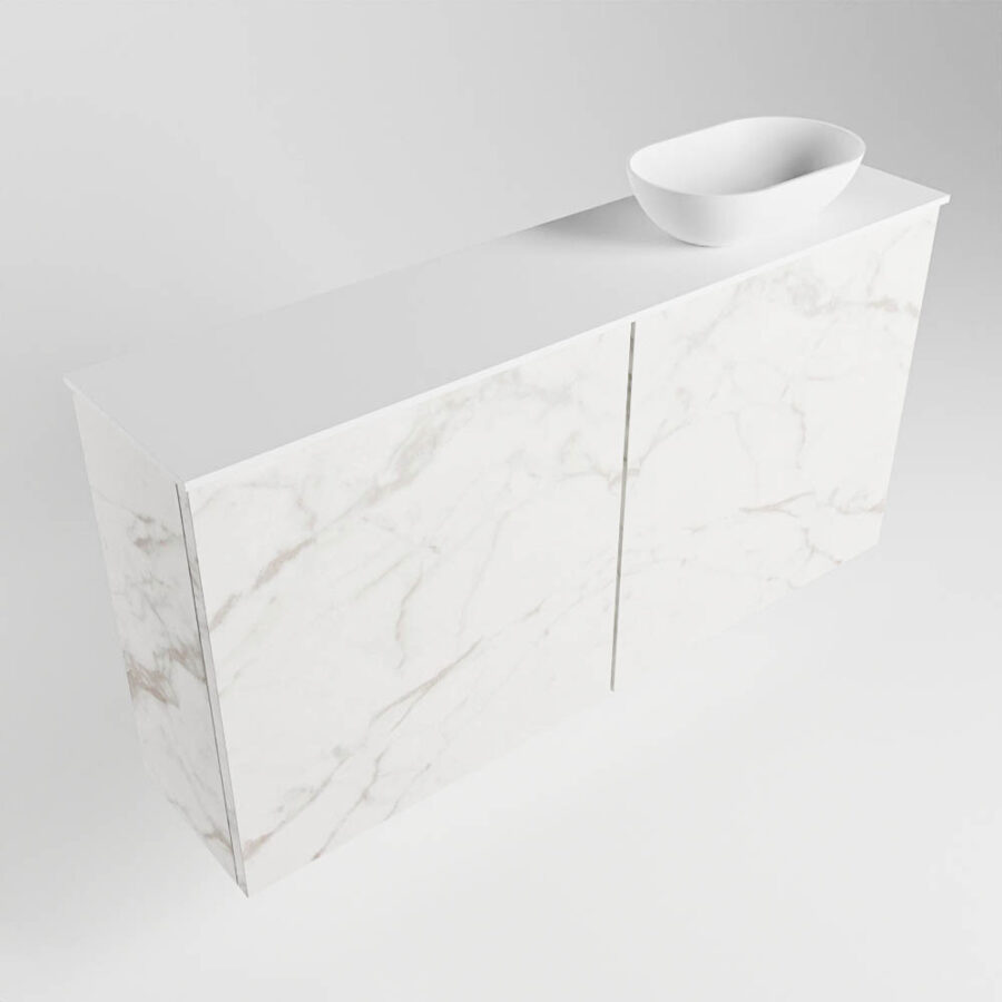 MONDIAZ FOWY toiletmeubel 100cm kleur Carrara. Waskom positie rechts kleur talc | talc. Zonder kraangat - Afbeelding 4