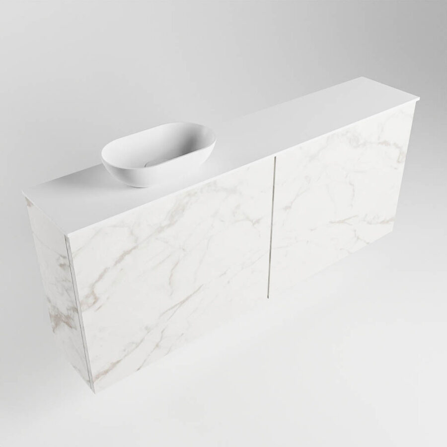 MONDIAZ FOWY toiletmeubel 120cm kleur Carrara. Waskom positie links kleur talc | talc. Met 1 kraangat - Afbeelding 4