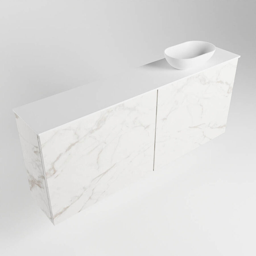 MONDIAZ FOWY toiletmeubel 120cm kleur Carrara. Waskom positie rechts kleur talc | talc. Met 1 kraangat - Afbeelding 4