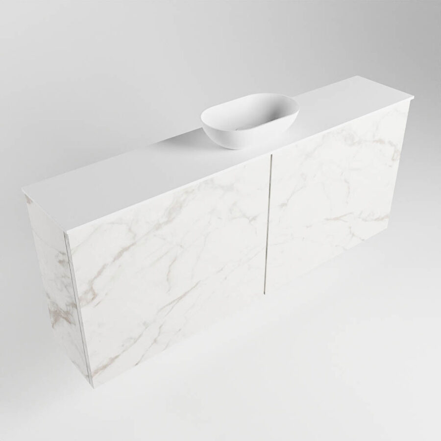 MONDIAZ FOWY toiletmeubel 120cm kleur Carrara. Waskom positie midden kleur talc | talc. Zonder kraangat - Afbeelding 4