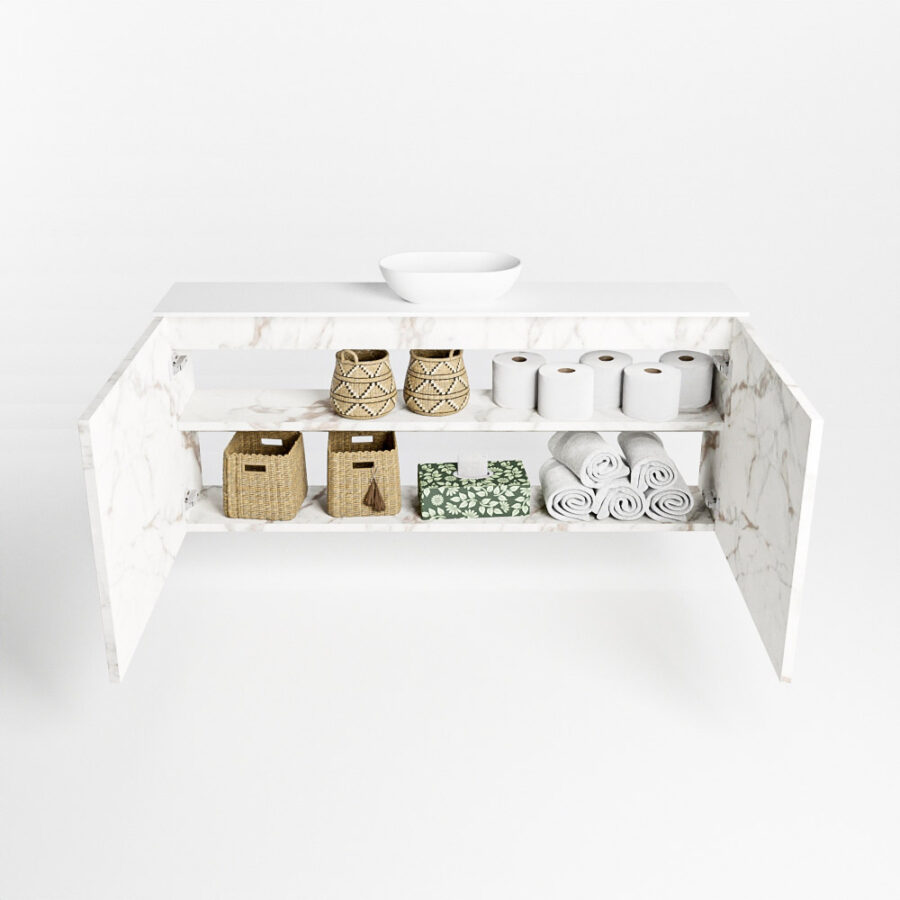 MONDIAZ FOWY toiletmeubel 120cm kleur Carrara. Waskom positie midden kleur talc | talc. Zonder kraangat - Afbeelding 8