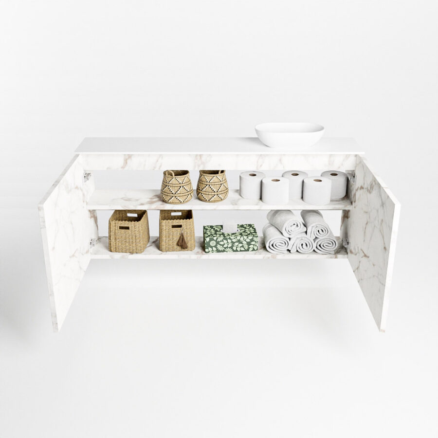 MONDIAZ FOWY toiletmeubel 120cm kleur Carrara. Waskom positie rechts kleur talc | talc. Zonder kraangat - Afbeelding 8