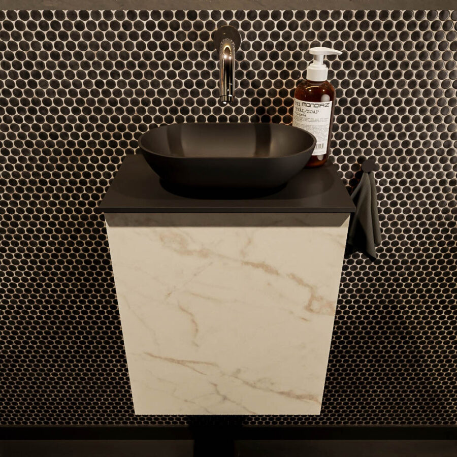 MONDIAZ FOWY toiletmeubel 40cm kleur Carrara. Waskom positie midden kleur urban | urban. Zonder kraangat - Afbeelding 2