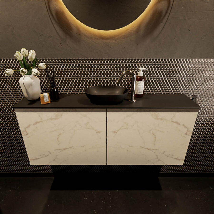 MONDIAZ FOWY toiletmeubel 120cm kleur Carrara. Waskom positie midden kleur urban | urban. Met 1 kraangat - Afbeelding 2