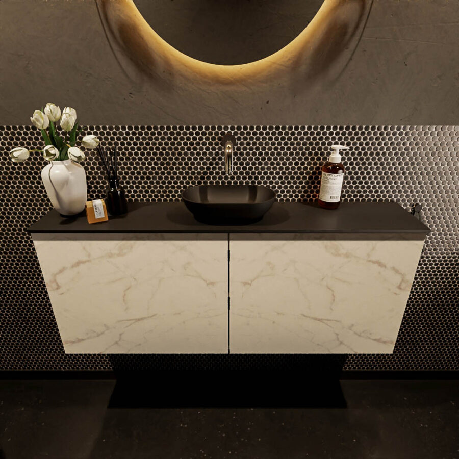 MONDIAZ FOWY toiletmeubel 120cm kleur Carrara. Waskom positie midden kleur urban | urban. Zonder kraangat - Afbeelding 2