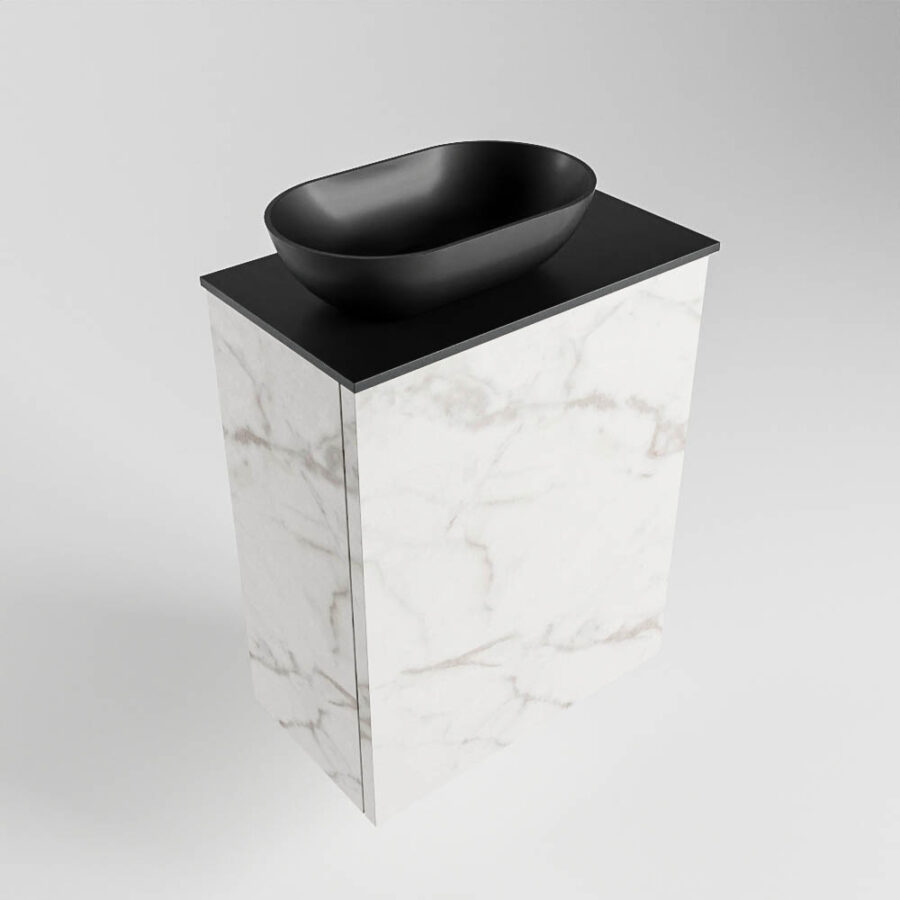 MONDIAZ FOWY toiletmeubel 40cm kleur Carrara. Waskom positie links kleur urban | urban. Met 1 kraangat - Afbeelding 4