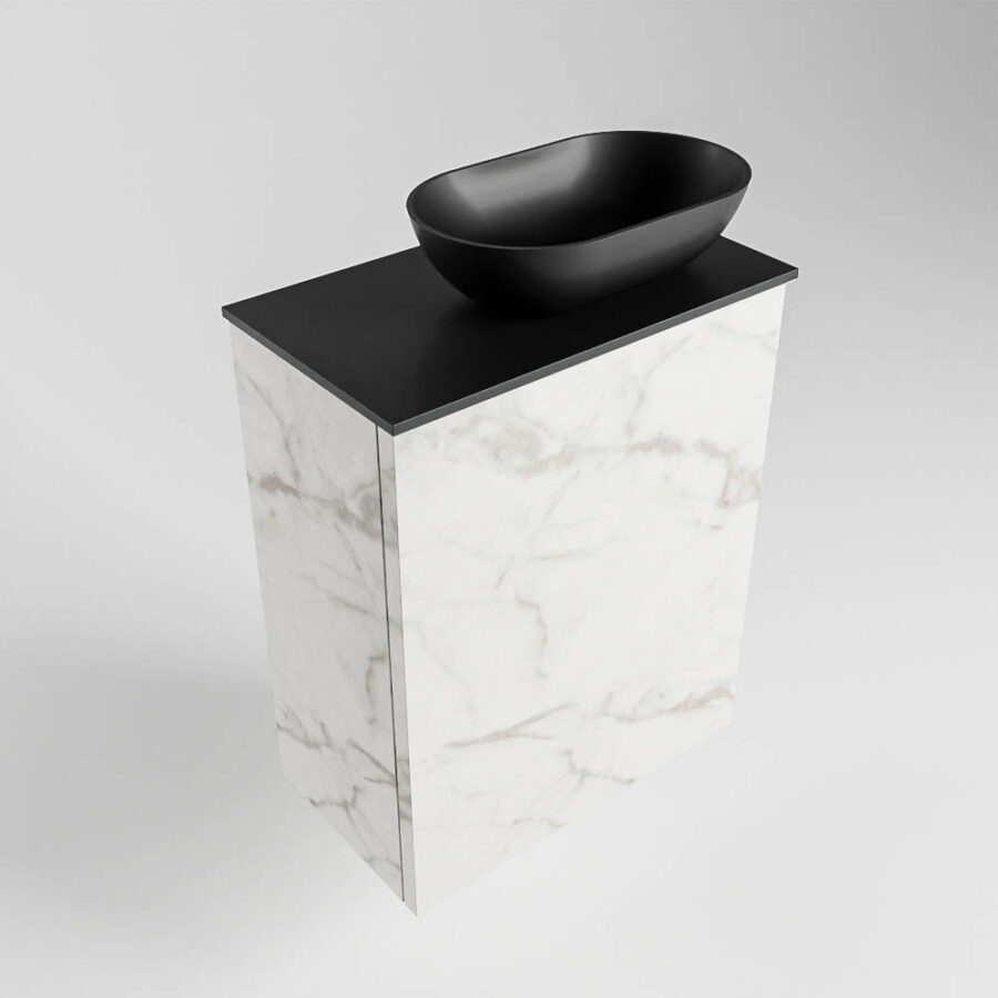 MONDIAZ FOWY toiletmeubel 40cm kleur Carrara. Waskom positie rechts kleur urban | urban. Met 1 kraangat - Afbeelding 4