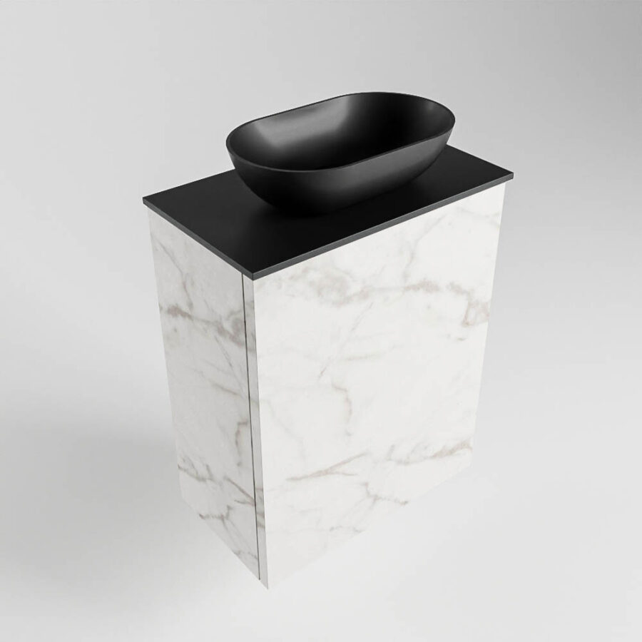 MONDIAZ FOWY toiletmeubel 40cm kleur Carrara. Waskom positie midden kleur urban | urban. Zonder kraangat - Afbeelding 4
