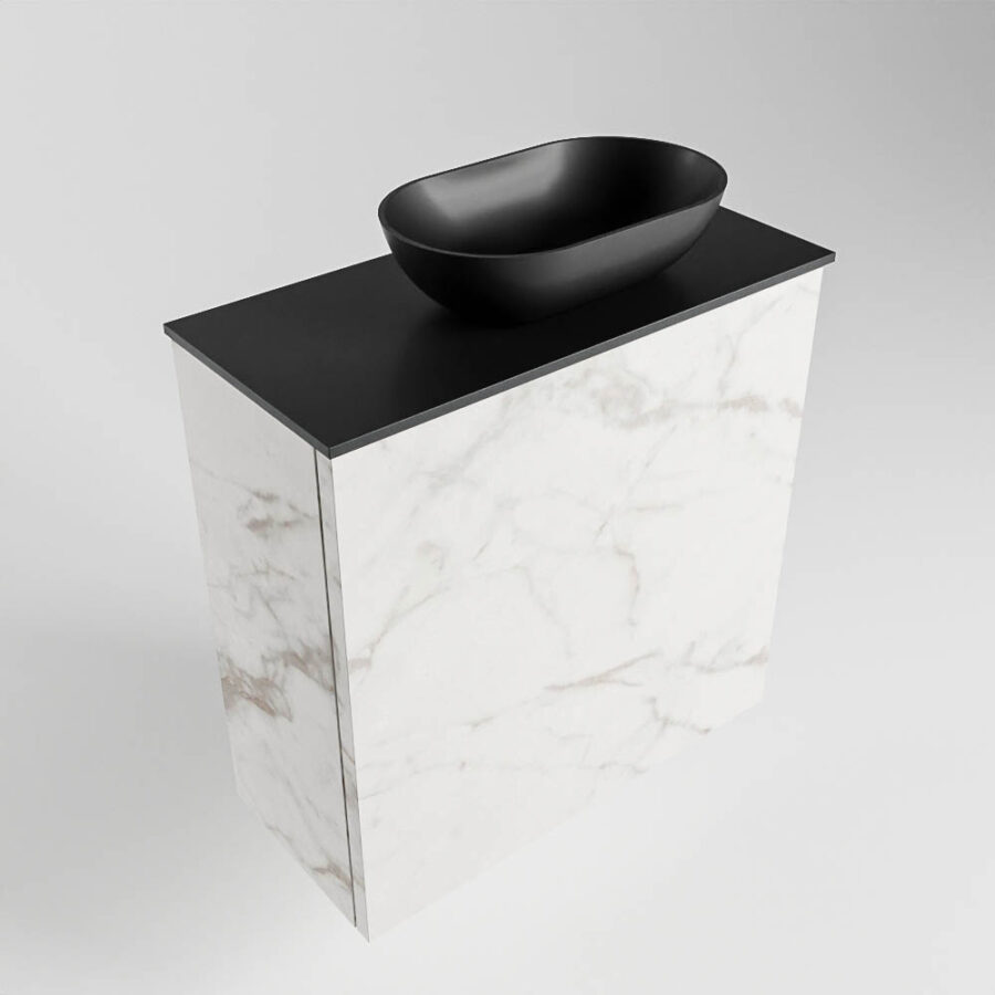 MONDIAZ FOWY toiletmeubel 50cm kleur Carrara. Waskom positie rechts kleur urban | urban. Met 1 kraangat - Afbeelding 4