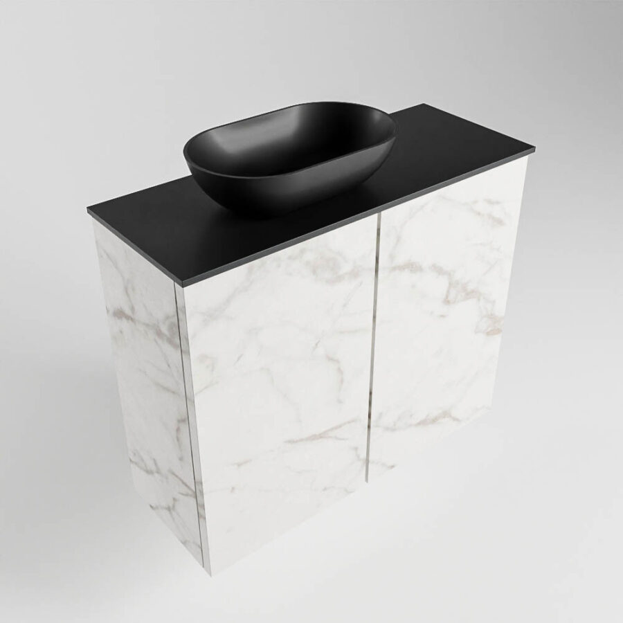 MONDIAZ FOWY toiletmeubel 60cm kleur Carrara. Waskom positie links kleur urban | urban. Zonder kraangat - Afbeelding 4