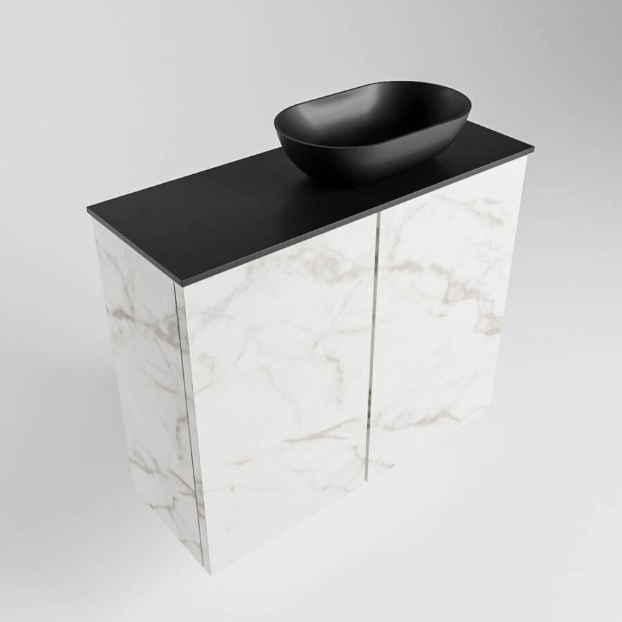 MONDIAZ FOWY toiletmeubel 60cm kleur Carrara. Waskom positie rechts kleur urban | urban. Zonder kraangat - Afbeelding 4