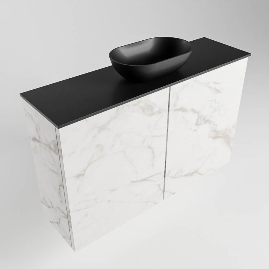 MONDIAZ FOWY toiletmeubel 80cm kleur Carrara. Waskom positie midden kleur urban | urban. Met 1 kraangat - Afbeelding 4