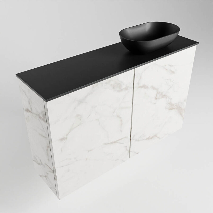 MONDIAZ FOWY toiletmeubel 80cm kleur Carrara. Waskom positie rechts kleur urban | urban. Met 1 kraangat - Afbeelding 4