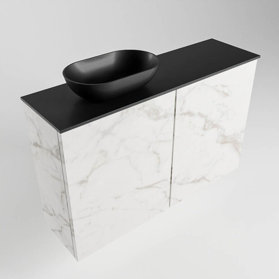 MONDIAZ FOWY toiletmeubel 80cm kleur Carrara. Waskom positie links kleur urban | urban. Zonder kraangat - Afbeelding 4