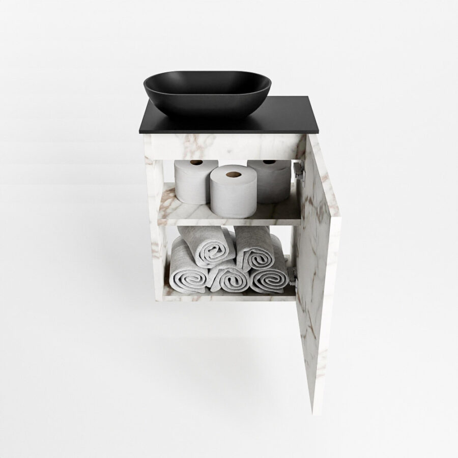 MONDIAZ FOWY toiletmeubel 40cm kleur Carrara. Waskom positie links kleur urban | urban. Met 1 kraangat - Afbeelding 8