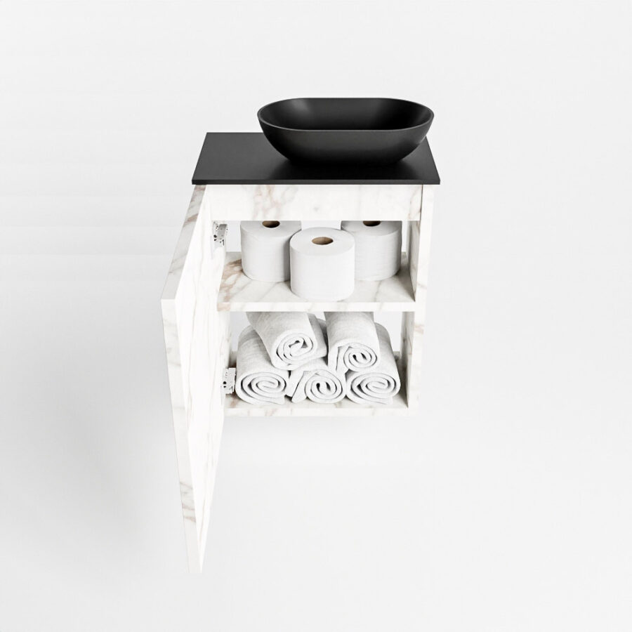 MONDIAZ FOWY toiletmeubel 40cm kleur Carrara. Waskom positie rechts kleur urban | urban. Met 1 kraangat - Afbeelding 8