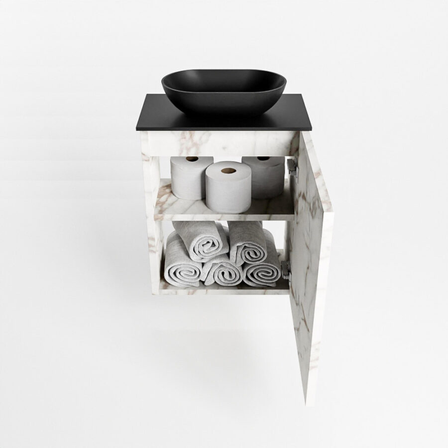 MONDIAZ FOWY toiletmeubel 40cm kleur Carrara. Waskom positie midden kleur urban | urban. Zonder kraangat - Afbeelding 8