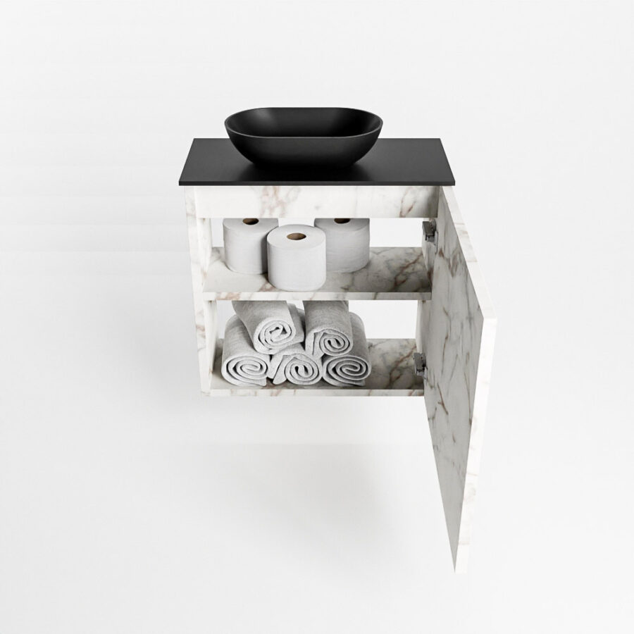 MONDIAZ FOWY toiletmeubel 50cm kleur Carrara. Waskom positie links kleur urban | urban. Met 1 kraangat - Afbeelding 8