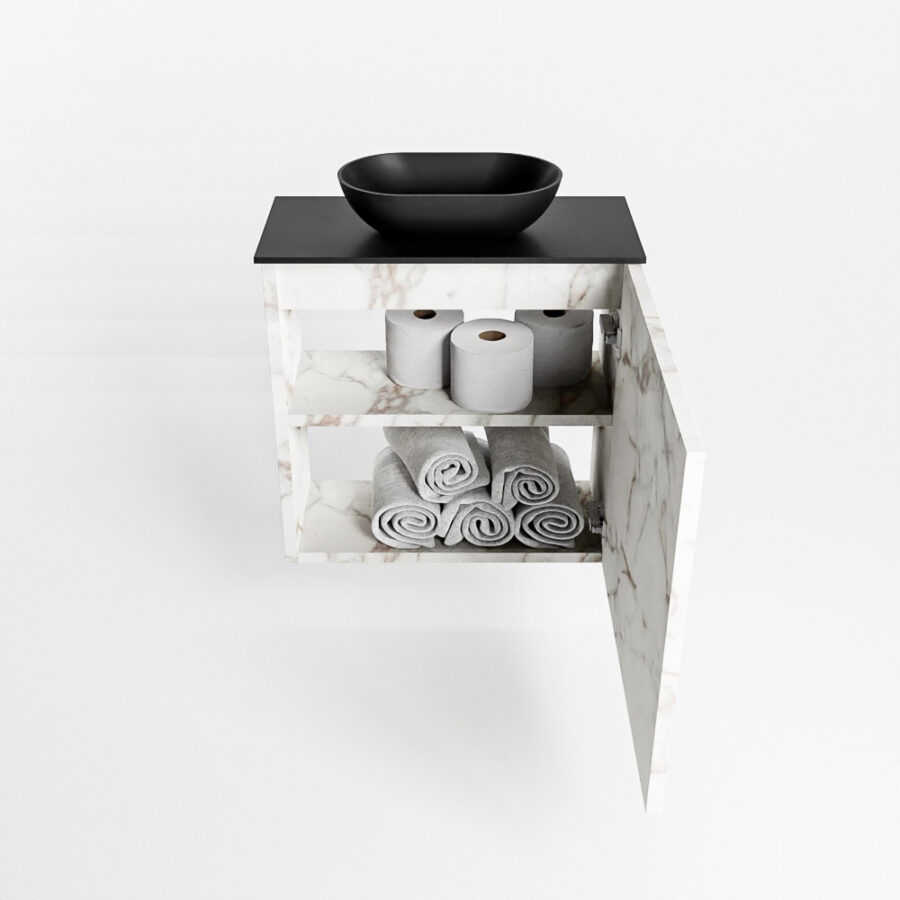 MONDIAZ FOWY toiletmeubel 50cm kleur Carrara. Waskom positie midden kleur urban | urban. Zonder kraangat - Afbeelding 8