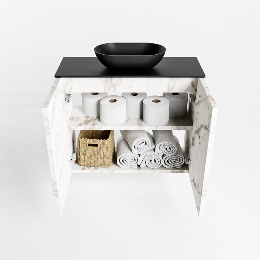 MONDIAZ FOWY toiletmeubel 60cm kleur Carrara. Waskom positie midden kleur urban | urban. Met 1 kraangat - Afbeelding 8