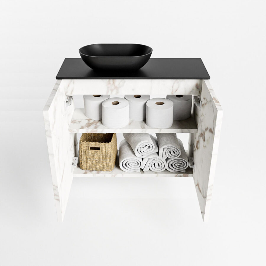 MONDIAZ FOWY toiletmeubel 60cm kleur Carrara. Waskom positie links kleur urban | urban. Met 1 kraangat - Afbeelding 8