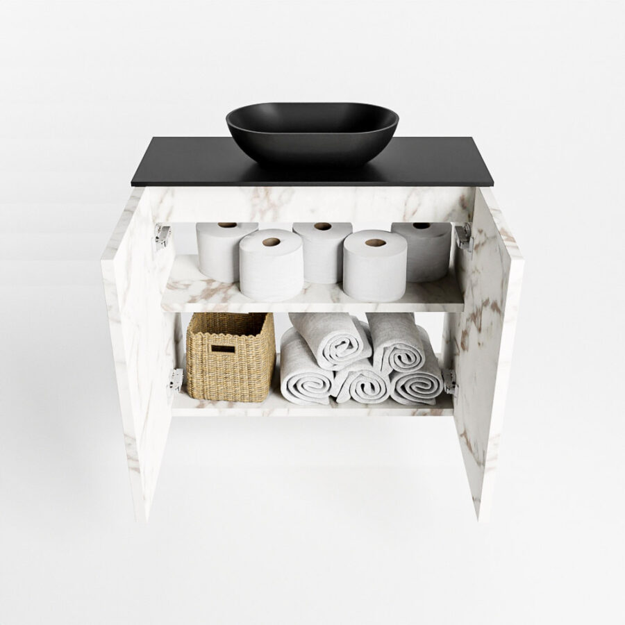 MONDIAZ FOWY toiletmeubel 60cm kleur Carrara. Waskom positie midden kleur urban | urban. Zonder kraangat - Afbeelding 8
