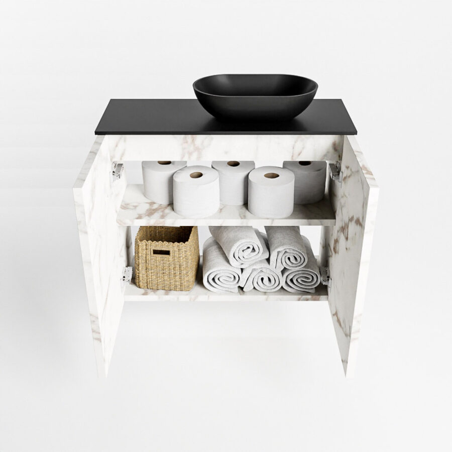 MONDIAZ FOWY toiletmeubel 60cm kleur Carrara. Waskom positie rechts kleur urban | urban. Zonder kraangat - Afbeelding 8