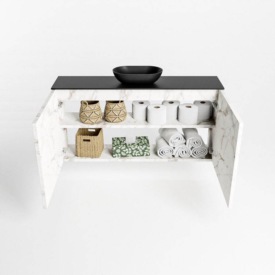 MONDIAZ FOWY toiletmeubel 100cm kleur Carrara. Waskom positie midden kleur urban | urban. Met 1 kraangat - Afbeelding 8