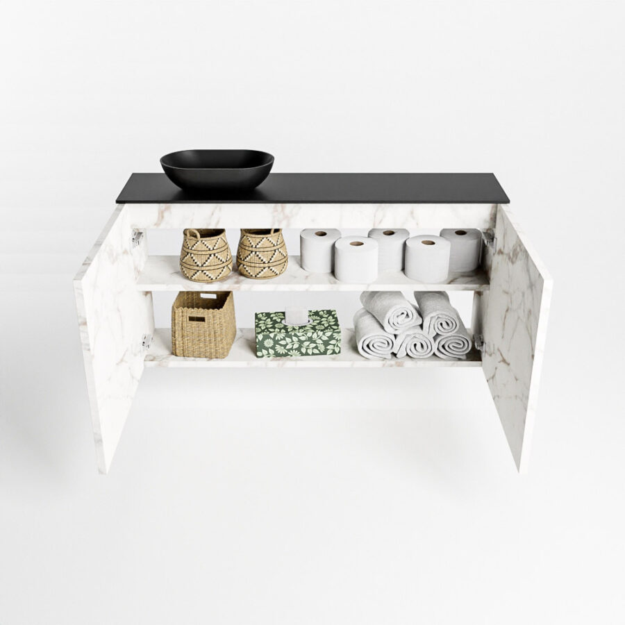 MONDIAZ FOWY toiletmeubel 100cm kleur Carrara. Waskom positie links kleur urban | urban. Met 1 kraangat - Afbeelding 8