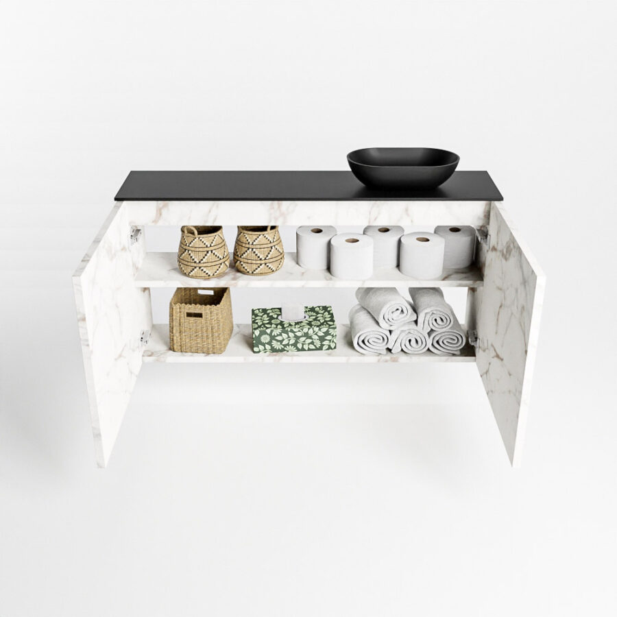 MONDIAZ FOWY toiletmeubel 100cm kleur Carrara. Waskom positie rechts kleur urban | urban. Zonder kraangat - Afbeelding 8