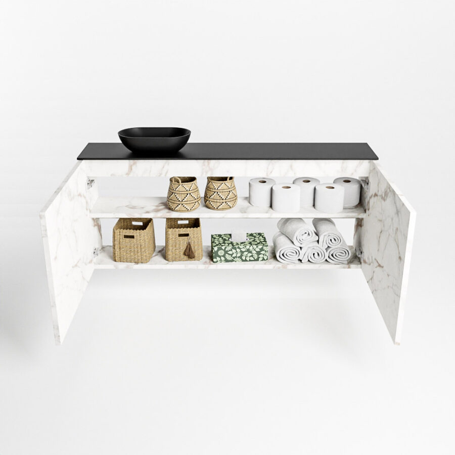 MONDIAZ FOWY toiletmeubel 120cm kleur Carrara. Waskom positie links kleur urban | urban. Met 1 kraangat - Afbeelding 8