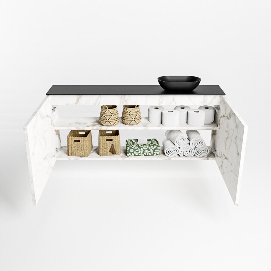 MONDIAZ FOWY toiletmeubel 120cm kleur Carrara. Waskom positie rechts kleur urban | urban. Met 1 kraangat - Afbeelding 8