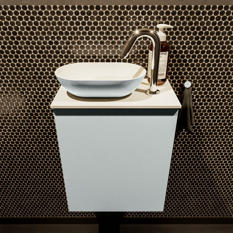 MONDIAZ FOWY toiletmeubel 40cm kleur clay. Waskom positie links kleur clay | talc. Met 1 kraangat - Afbeelding 2