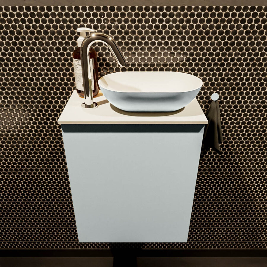 MONDIAZ FOWY toiletmeubel 40cm kleur clay. Waskom positie rechts kleur clay | talc. Met 1 kraangat - Afbeelding 2