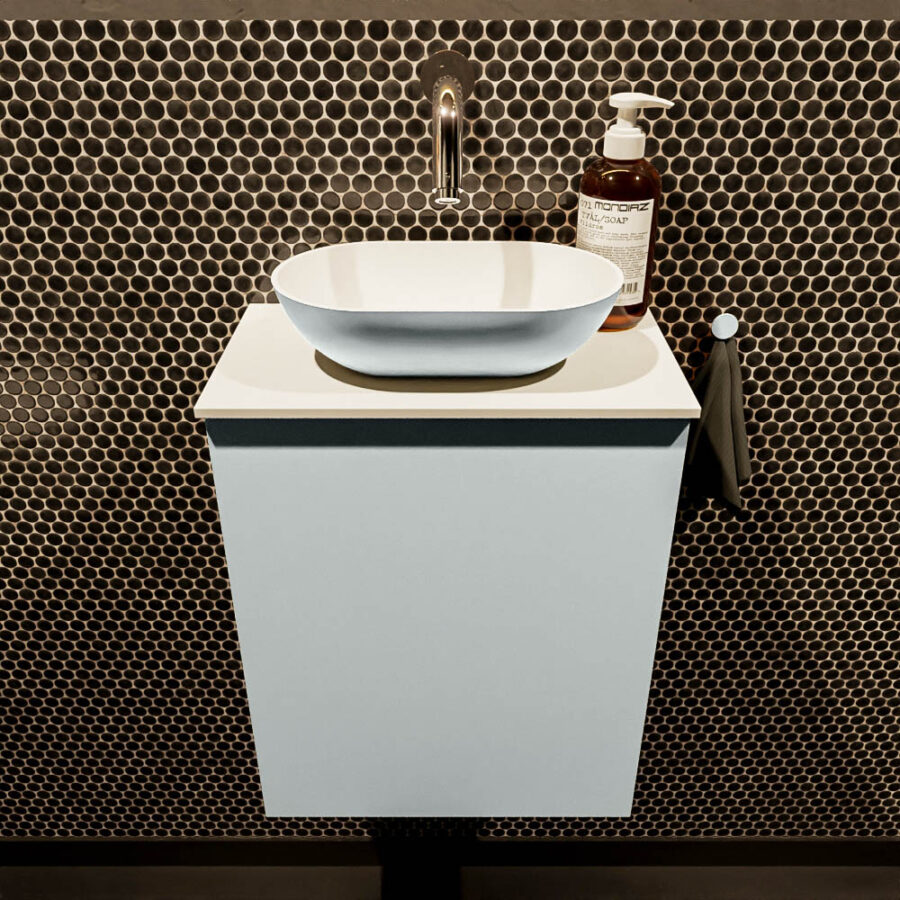 MONDIAZ FOWY toiletmeubel 40cm kleur clay. Waskom positie midden kleur clay | talc. Zonder kraangat - Afbeelding 2