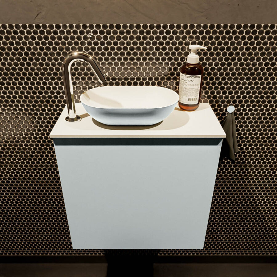 MONDIAZ FOWY toiletmeubel 50cm kleur clay. Waskom positie links kleur clay | talc. Met 1 kraangat - Afbeelding 2