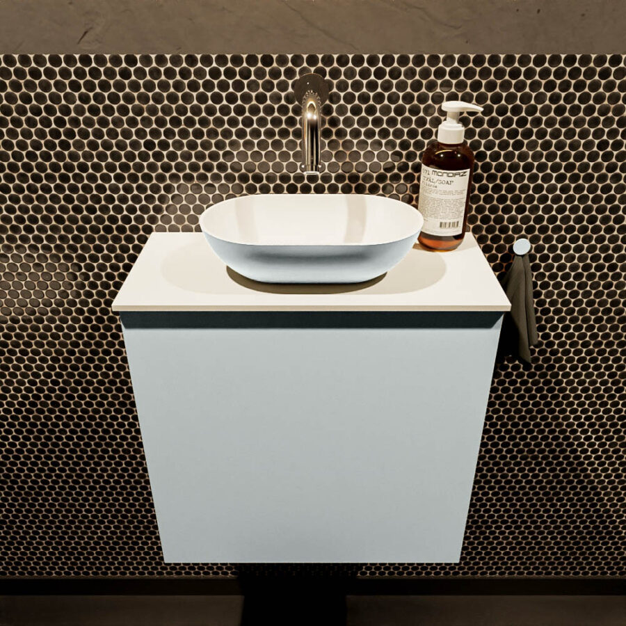 MONDIAZ FOWY toiletmeubel 50cm kleur clay. Waskom positie midden kleur clay | talc. Zonder kraangat - Afbeelding 2