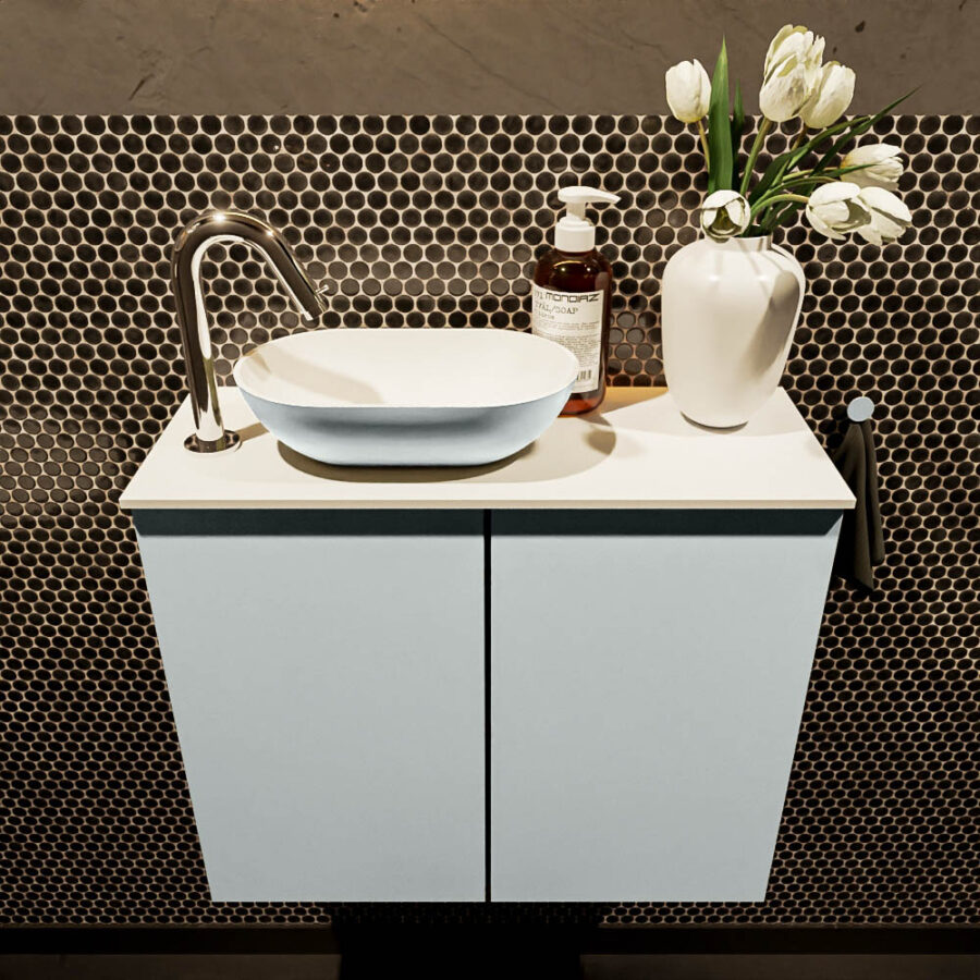 MONDIAZ FOWY toiletmeubel 60cm kleur clay. Waskom positie links kleur clay | talc. Met 1 kraangat - Afbeelding 2