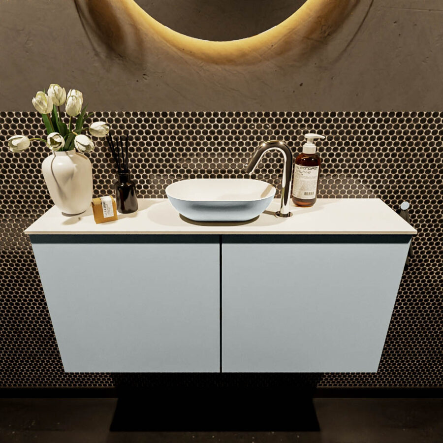 MONDIAZ FOWY toiletmeubel 100cm kleur clay. Waskom positie midden kleur clay | talc. Met 1 kraangat - Afbeelding 2