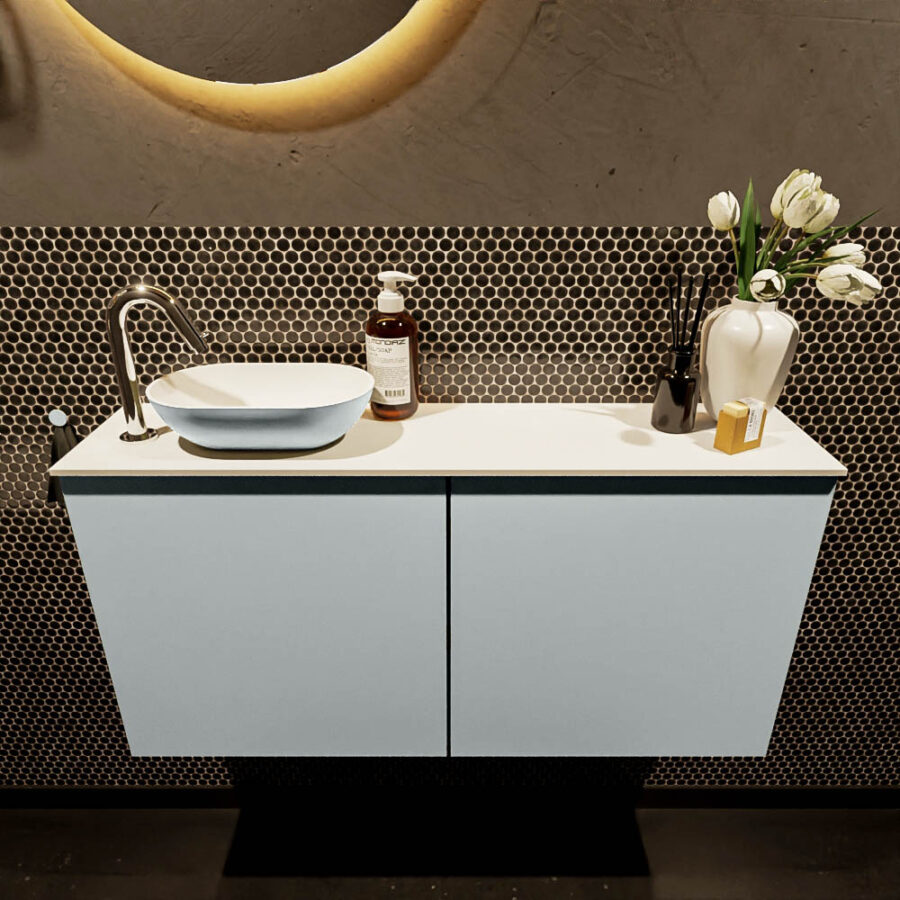 MONDIAZ FOWY toiletmeubel 100cm kleur clay. Waskom positie links kleur clay | talc. Met 1 kraangat - Afbeelding 2